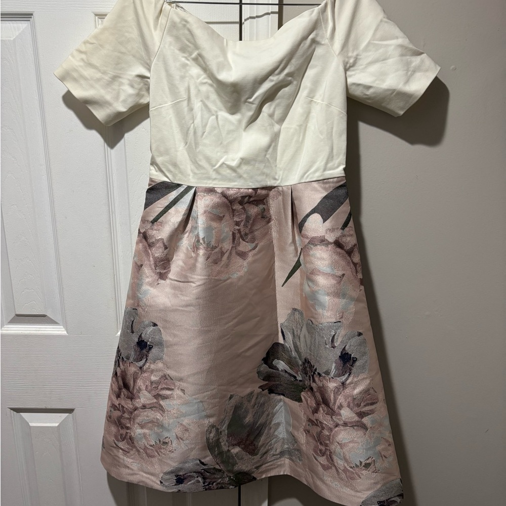 Ted Baker London Cream and Pink Floral Midi Dress
